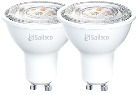 sailsco Classe A Lampadine GU10 LED Spot,1.9W (Equivalenti a 50W),345 Lumen,4000K Bianco Caldo,Risparmio Energetico LED GU10,Lunga Durata,Basso Consumo,36° Angolo del Fascio,Non Dimmerabile,2 Pezzi