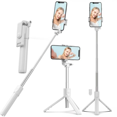 XIHAMA Perche à Selfie avec trépied, trépied de téléphone Portable et télécommande sans Fil, Support de téléphone Portable Compatible avec iPhone, Samsung, Xiaomi et Smartphones Android (Blanc)