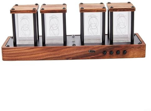 CNANRNANC RGB-Vollfarb-Design Digitale Röhrenuhr, LED-Tischuhr, USB-betriebene Farbwechseluhr, Nixie-Röhrenuhr, mit nzeigemodi, Alarmfunktion, Timer-Funktion