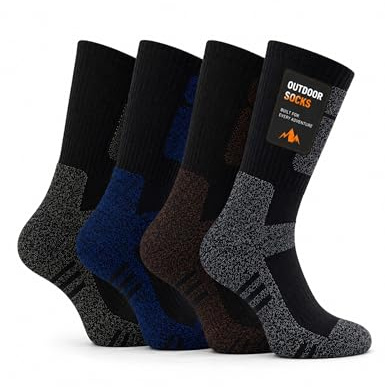 Basic Treasure Pack 4 Calcetines Senderismo, Antiburbujas, Mix, 39-42