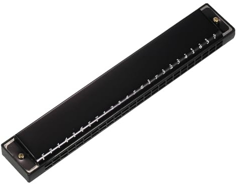 Mundharmonika Mundharmonika Professionelle Harfe Armonica Tonart C 24 Loch Polyphonie Diatonische Mundharmonika mit Etui für Blues Folk Jazz Pop(Black)