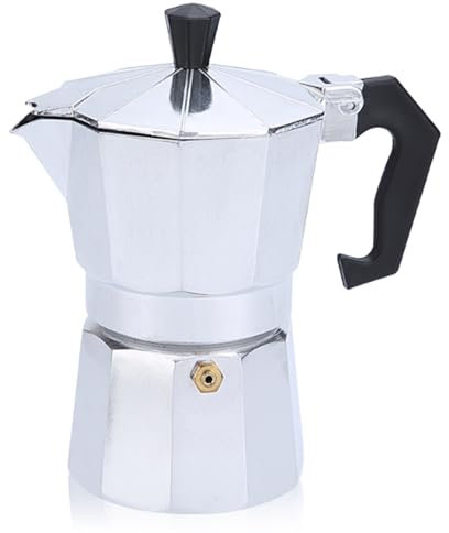 YHSKJCD Moka Pot Coffee Makers 3 Cups/150ml, Aluminum Caffettiera Coffee Percolator Stovetop Espresso Maker Moka Pot Silver