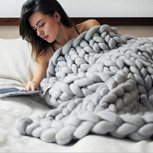 HYRTHAFSDF Handgemachte grob gestrickte Überwurfdecke, übergroß, superweich, warm, Tröster, sperriger Zopf-Strickteppich für Couch, Bett, Lounge, Heimdekoration, Akzent