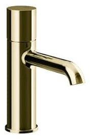 Gessi Habito Miscelatore monopulsante per lavabo, con beccuccio, senza scarico, beccuccio 131 mm, UNITO, 70002, colore: ottone PVD