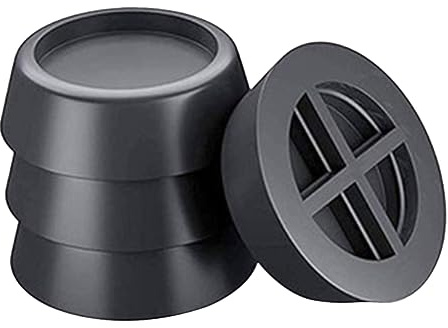 KOMBIUDA 4 Stück Schwarze Gummifüße für Waschmaschine Anti Rutsch Matte mit Stoßdämpfung Einfache Installation für Trockner und Möbel