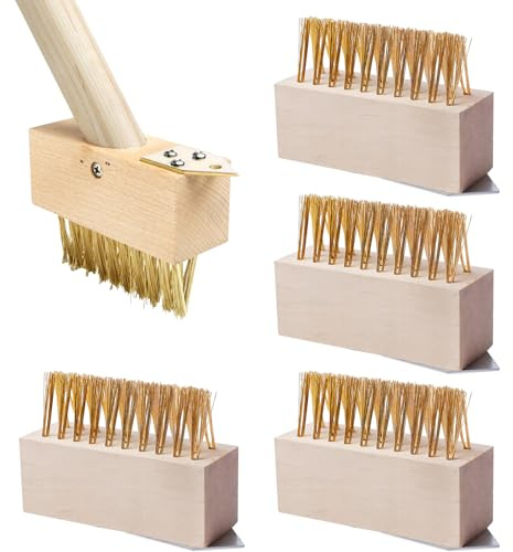 Brosse A Mauvaises Herbes,4 Pièces 10 x3.5 x4 Cm Désherbage Brosse Métallique,Brosse En Acier Avec Poil,Herbes Brosse A Joints Pour La Mousse Et Les Mauvaises Herbes