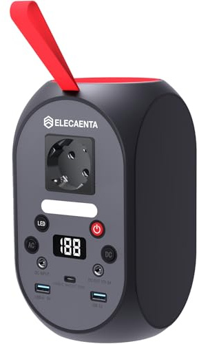 ELECAENTA Tragbare Powerstation 99Wh LiFePO4-Akku 120W Solar Generatoren mit PD 30W/AC/DC Ausgabe Back-up-Akku für Reise Outdoor Camping und Notfälle