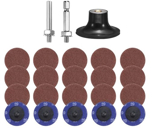 sourcing map 23pcs Quick Change Discs Set 2 Roll Lock Sanding Discs with 1/4 Shank Pad Holder 80 Grit Surface Conditioning Disc for Polish Rust Removal