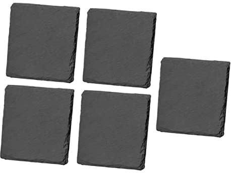 Mikikit 5pièces sous-Verres Naturelle Antidérapants Tapis De Tasse Ardoise pour Maison Et Bar