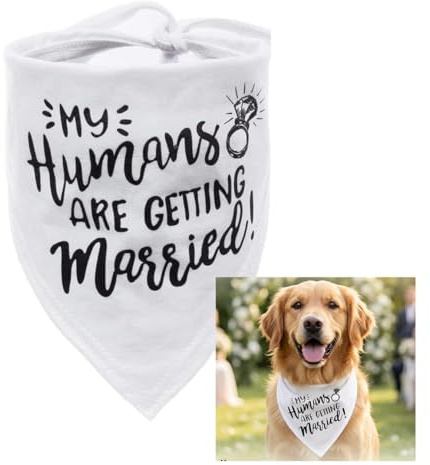 ThaiRoot Foulard per cani e matrimoni, bianco My Humans Are Getting Married Wedding Bandana traspirante per animali domestici, sciarpa a triangolo per cani di taglia piccola, media e grande