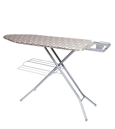 Collapsible Ironing Board with Iron Rest Foldable Space Saving Ironing Table for Laundry Room Compact Lightweight Ironing Board with 4-Leg Non-Slip Design & Heat Resistant Cover (Large Deluxe)
