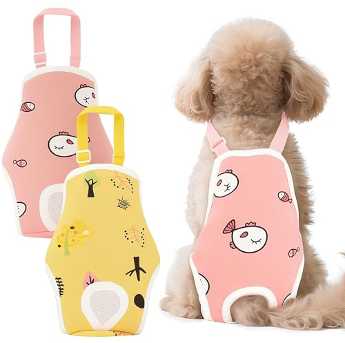 2 Pack Reusable Dog Nappies for Female Dogs, Washable Dog Incontinence Pants with Adjustable Suspenders, Soft Absorbent Dogs Diapers for Season,Puppy Period Pants in Heat or Incontinence