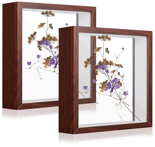 Set di 2 cornici 3D fai da te da riempire, 22 x 22 x 4 cm, cornici per oggetti da riempire, forma quadrata, cornice 3D per foto, opere d'arte, fiori, bouquet di nozze