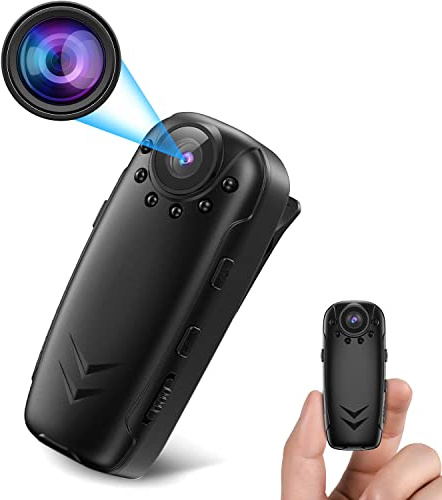 QZT Körperkamera HD1080P Mini Körperkamera | Kleine Kamera mit Bewegungserkennung, Nachtsicht & Fotoaufnahme–Tragbare Mini-Polizeikamera, Bodycam für Sicherheit