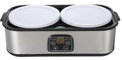 Milageto Joghurtbereiter mit 2 Glasbechern für den Haushalt, Digitaler Joghurt Maker, automatische Joghurtmaschine aus Edelstahl für DIY selbstgemachten Joghurt, Käse-, Natto-Zubereiter