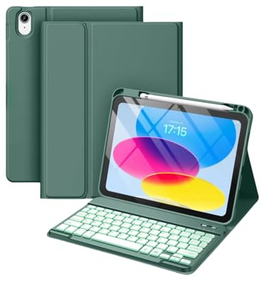 Funda con Teclado para iPad Air 11 y Air 5.ª/4.ª generación con Soporte para lápiz, Funda Delgada y Ligera con Teclado inalámbrico Desmontable magnéticamente.