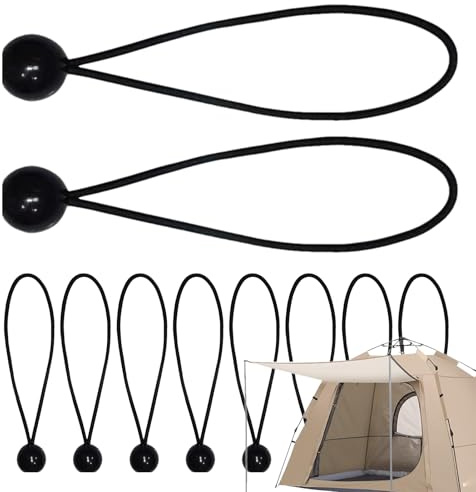 Tendeurs Élastique avec - 10pc Cordes D'arrimage Avecs Boules Pourr Auvents | Sangles De Tente Extensibles pour Camping Jardin Bâche Abri Fixation Facile Et Durable