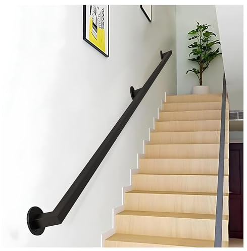 Handrails for Staircase | Metal Stairs Banister Hand Rails for Indoor and Outdoor Steps Wall Mounted(Black,160cm(2 * 80cm))
