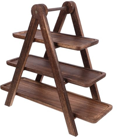 EPIGEIST Wooden Vegetable Storage Shelf with Slip-resistant Tray Design Food Tray Rack for Kitchen Organization and Prepared Dish Display Wood Material for Home