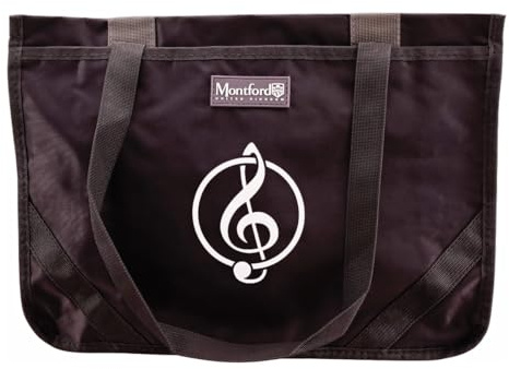 Montford Sheet Music Book Bag Premium XL - Charcoal Black | For Music Teachers & Professionals - Convenient Over Shoulder Strap - Plenty of Pockets for Phone, Ipad, Pens, Stationery.