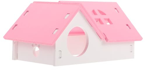Tofficu Maison de Hamster Cachette Solide et Polyvalente Rose en Composite Bois-Plastique Jouet pour Chinchilla et Cochon d'Inde pour Habitat Sécurisé