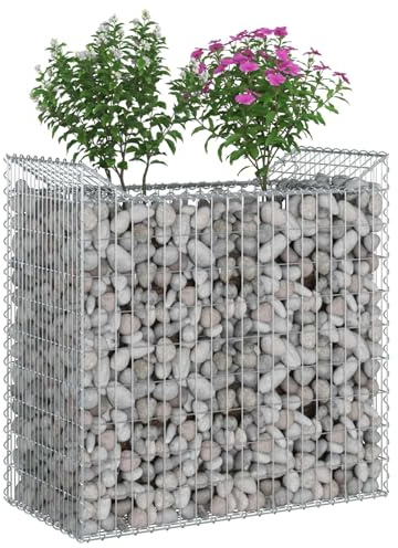 vidaXL Gabionen Hochbeet Silber 50 x 100 x 100 cm Verzinkter Stahl, Gartenzaun, rechteckige Outdoor-Barrieren, Sichtschutzpaneele, langlebige Zaunhardware für Landschaften und Grundstücksgrenzen