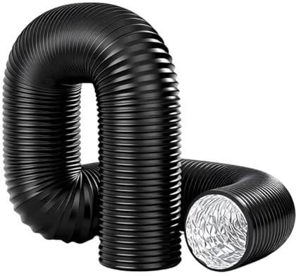 Ticha Tuyau d'évacuation de 150 mm, tuyau en PVC et aluminium de 3 mètres pour climatiseur mobile, sèche-linge, ventilateur d'extraction, hotte aspirante, système de ventilation (noir)