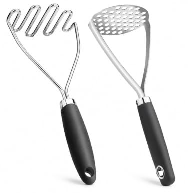 2 Pack Potato Mashers, Stainless Steel Food Masher Food Grade | Heavy Duty Potato Ricer Masher for Avocado, Potato, Beans, Meat and Vegetables