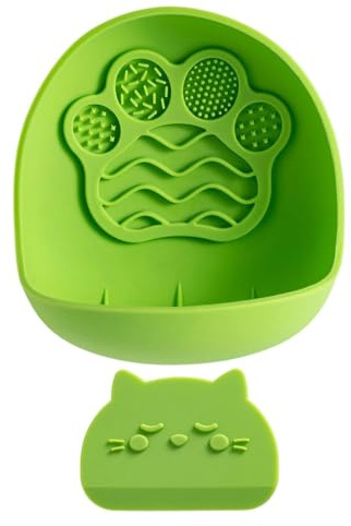 Slow Feeder for Cats Non-Slip Wide Mouth with Spatula | Slow Feeder Dog Bowls Wall Mounted for Puppy Kitten Small Medium Large Home Living Room Balcony Tile Glass Wall Floor
