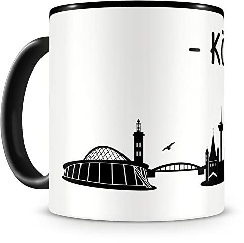Samunshi® Köln Skyline Tasse Kaffeetasse Teetasse 300ml schwarz