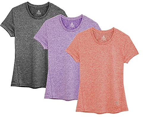icyzone Women's Workout Running T-Shirt Activewear Yoga Gym Short Sleeve Tops Sports Shirts, 3-Pack