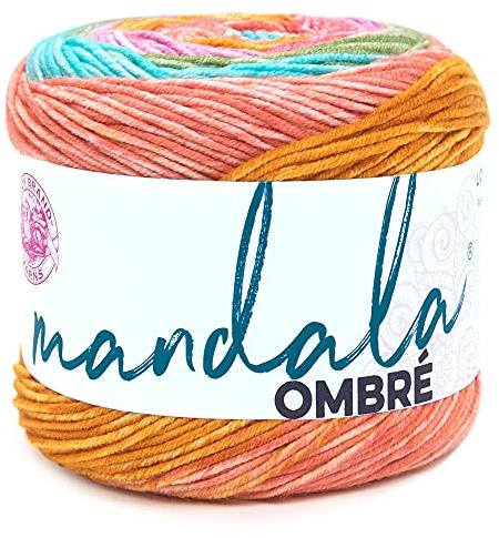 Lion Brand Yarn, Mandala Ombré Yarn, Tranquil, Rainbow Multicolor, 1 Pack