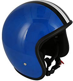 ARC Helm Modell A-611 Retrolook - Blau mit Streifen, Größe: M