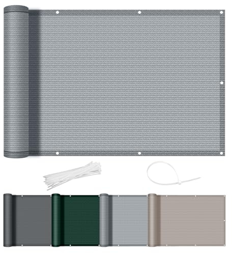 AXT SHADE Pantalla Privacidad Balcón 90x300cm HDPE Ocultacion Balcon Protección Viento y Los Rayos UV con Ataduras de Cables para Exterior Terraza-Gris Claro