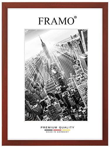 FRAMO Holz Bilderrahmen 62 x 93 cm nach Maß - Rot gewischt | Farbe/Größe wählbar | inkl. entspiegeltes Acrylglas | Rahmen für Puzzle | Foto | Poster