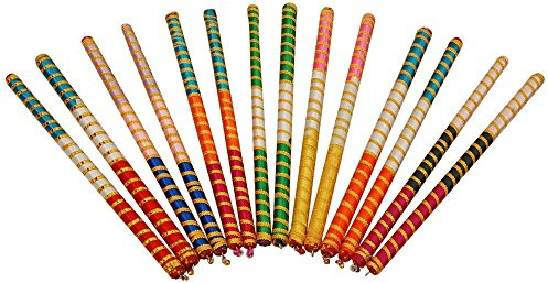 Radhna Tiranga dandiya Palos para baile 12 Paire, 24 palos multicolor