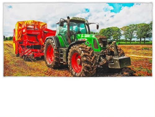 Zomer Strandtuch 70x140cm,Bedrucktes Mikrofaser Badetuch Frottee-Traktor,Trecker Bauernhof