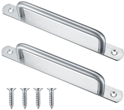2 Piezas Tiradores de Puerta de Granero, Manijas de Puerta de Acero Inoxidable, Tiradores de Puerta Corredera con Placa para Jardín Puerta Corredera Manija de Puerta de Armario, con Tornillos