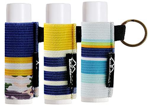 WK IEASON Lip Balm Holder Keychain, Stocking Stuffers for Teen Girls, 3PCS Clip on Lip Gloss Holder Compatible With Chapstick, Burt's Bees Sleeves Holder Key Chains Women Cute Elastic Lipstick Holder