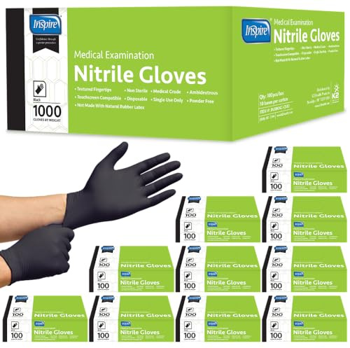 Inspire Black Nitrile Gloves | THE ORIGINAL Quality Black Gloves Disposable Latex Free | 4.5 Cooking (Nitrile, Medium)