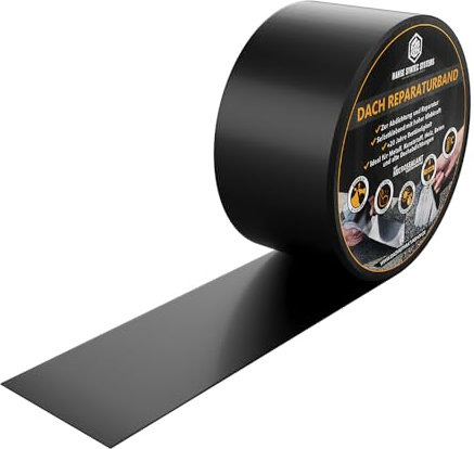 HSS Dach Reparaturband selbstklebend mit MicroSealant Klebstoff – für Dach & Abdichtungen – wasserdichtes Klebeband – Schwarz – 50 mm x 2,5 m