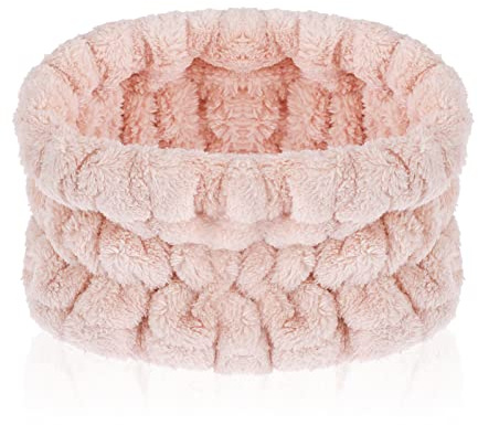 Sibba 1 Pezzo Spa Fascia per Lavare Il Viso Trucco Sport Doccia Ampia Fascia Capelli Copricapo Gonfio Sfocato Soffice Panno Testa Fascia Capelli Polsino Bellezza Viso Avvolgere Donne Ragazze (Rosa)