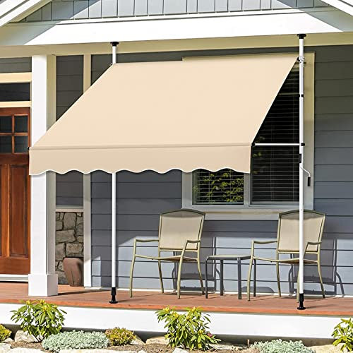 REALN Einziehbare Gartenmarkise, Freistehende Markise, Sonnenschutzdach Mit Handkurbel FüR Terrasse/Pavillon/Garten/Restaurant/Café, Kein Bohren (Size : L:3m/10ft)