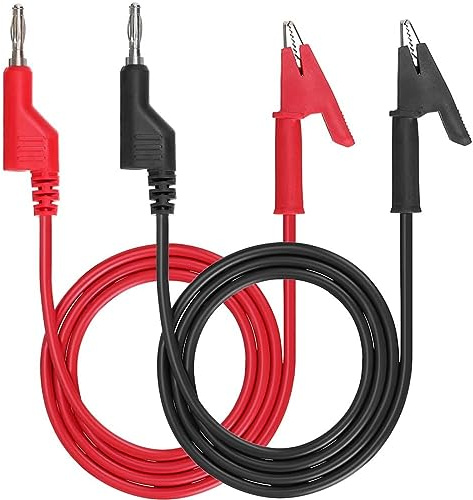 2 Stück Messleitungen 4mm Bananenstecker Krokodilklemmen Kabel 15A 3.3Ft | Multimeter Kabel, Labornetzteil Kabel, Rot und Schwarz, Messleitung für Multimeter Klemmen Elektrische Prüfung