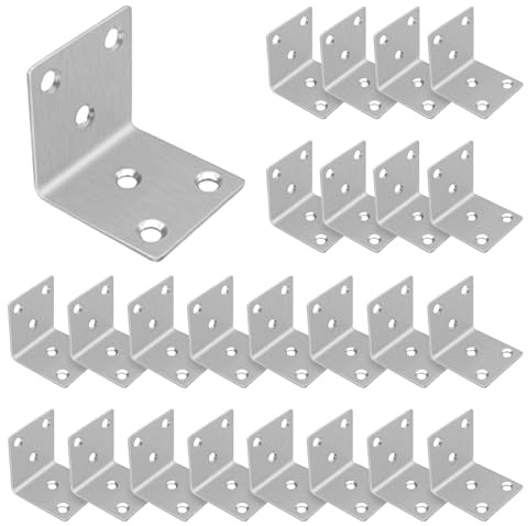 40PCS 1.5'' Metal Angle Brackets,304 Stainless Steel Heavy Duty Angle Bracket with Slot, 90° L Brackets for Wood, Corner Shelf Brackets for Furniture, Book Shelf(Silver,1.5X1.5X0.08IN)