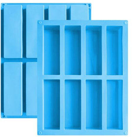 Greyoe 2 Moules à Barres de Céréales avec 8 Cavités, Moule Antiadhésif en Silicone pour Chocolat, Moule en Silicone pour Muffins, Brownies, Pain de Maïs, Gâteau au Fromage, Pudding(Bleu)
