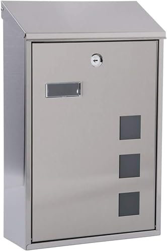 Briefkasten, groß, an der Wand montiert, moderner Stil, wasserdicht, Diebstahlschutz, Edelstahl-Briefkasten, Briefkasten, 9,8 x 3,9 x 15,4 Zoll