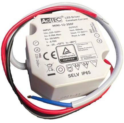 A2ZWORLD Controlador LED, corriente constante, 12 W, 350 mA, 17-34 V, mini alimentador para tiras LED, IP65