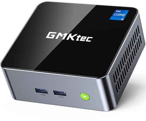 GMKtec Mini Desktop Computer, M3 Intel Core i5 12450H (8C/12T, up to 4.40GHz) Mini PC 16GB DDR4 (8GB*2) 512GB SSD, 2X HDMI 4K, 4X USB 3.2, USB-C, WiFi 6, BT 5.2, RJ45 2.5G Black