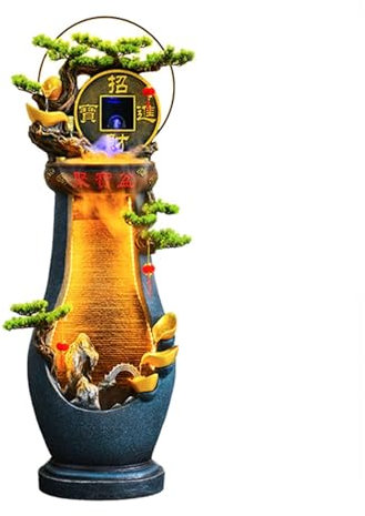 Garten Brunnen Bodenbrunnen im Freien mit kaskadierendem LED-Licht for Garten, Terrasse, Hinterhof, Deck, Haus, Rasen, Veranda, Haus, Entspannung, Außenbalkon Garten Brunnen Outdoor ( Size : 43*34*141